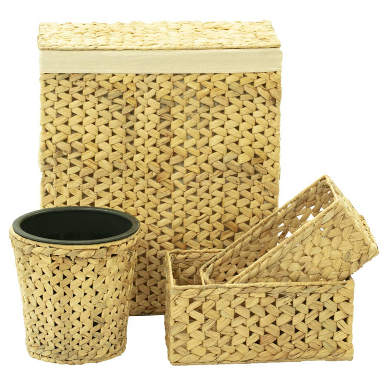 Bay Isle Home 4 Piece Wicker Laundry Hamper and Waste Basket Set